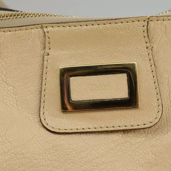 Chloe Tote Bag Leather Beige Gold Auth - Picture 6 of 16